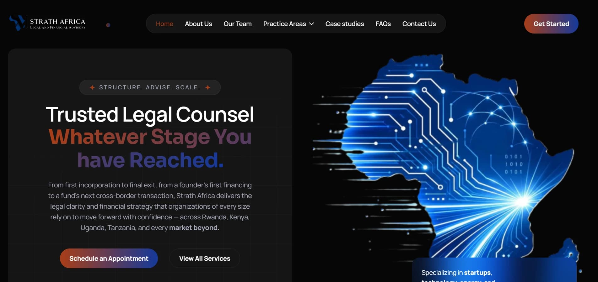 The Strath Africa website homepage